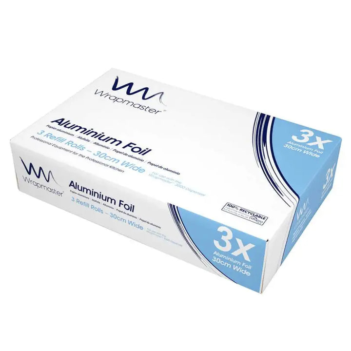 Wrapmaster 3000 Aluminium Foil 24C54 in blue and white packaging, 30cm x 90m rolls