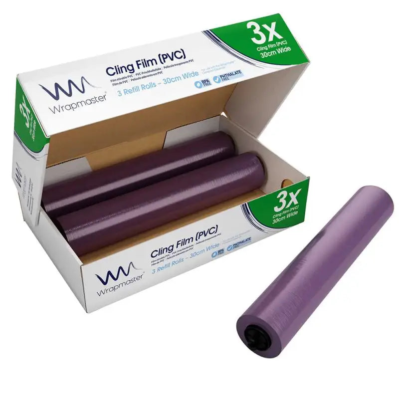 Purple Roll of Cling Film in Box for Wrapmaster Compact Cling Film 30cm x 225m