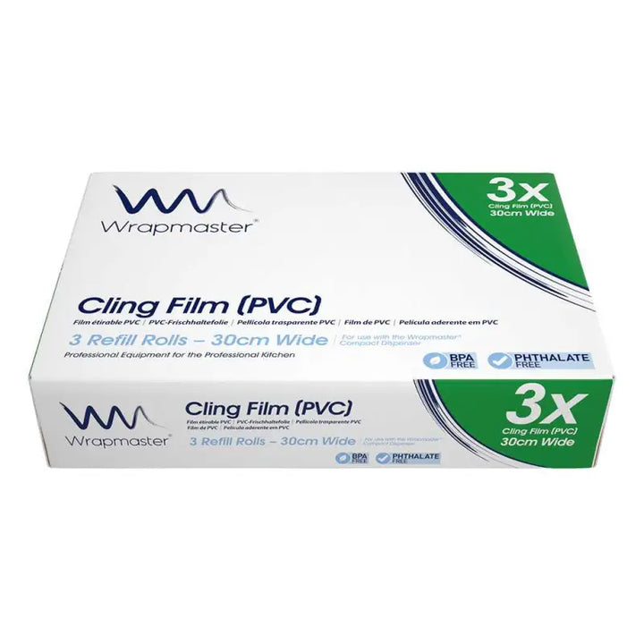 Wrapmaster Compact Cling Film Refill Rolls 30cm x 225m featuring 3x stronger claims