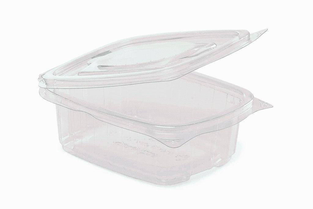 50 X Clear Food Salad Containers 375cc with Hinged Lids Food